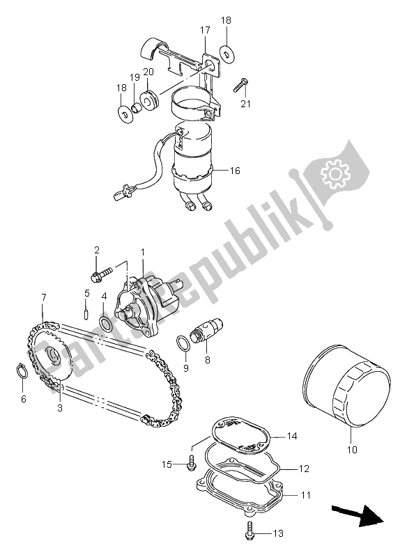 Todas las partes para Bomba De Aceite Y Bomba De Combustible de Suzuki VS 800 Intruder 1998