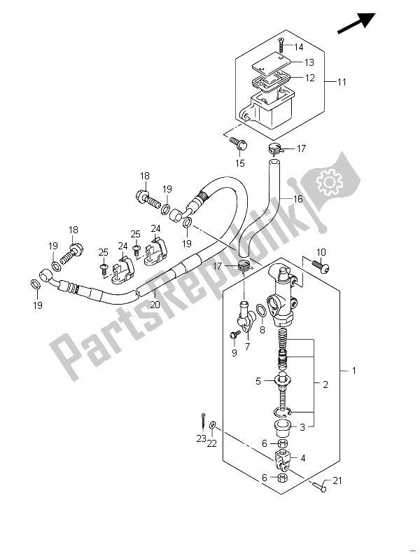 All parts for the Rear Master Cylinder (gsf650) of the Suzuki GSF 650 Sasa Bandit 2011