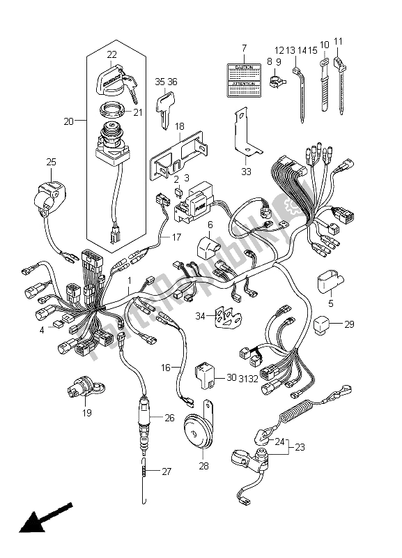 All parts for the Wiring Harness (lt-a400fz P17) of the Suzuki LT A 400Z Kingquad ASI 4X4 2012