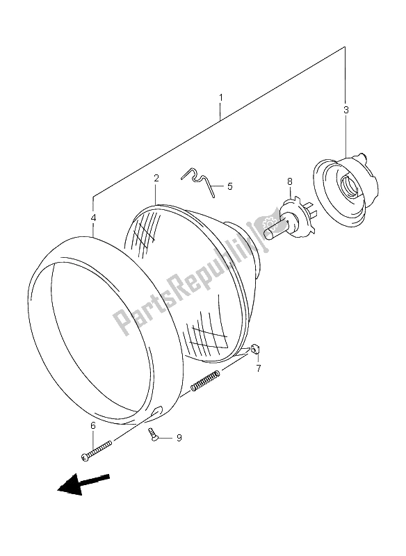 Todas as partes de Farol (e24) do Suzuki VL 1500 Intruder LC 1998