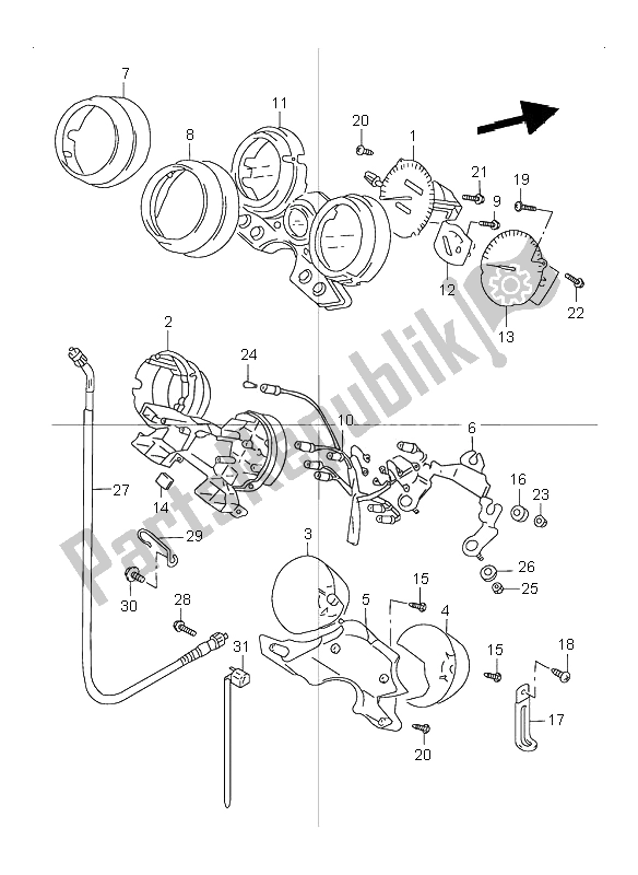 Tutte le parti per il Tachimetro del Suzuki GSX 1200 Inazuma 2000