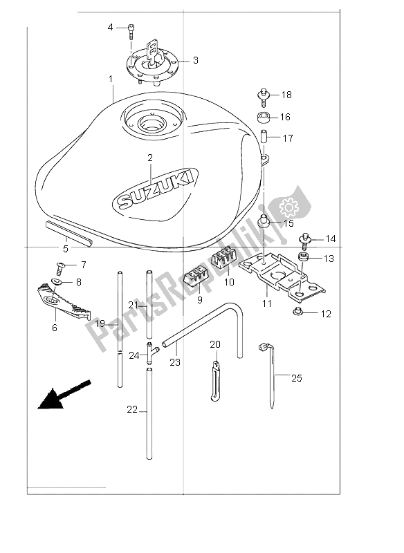 Alle onderdelen voor de Benzinetank van de Suzuki GSF 1200 NS Bandit 2002