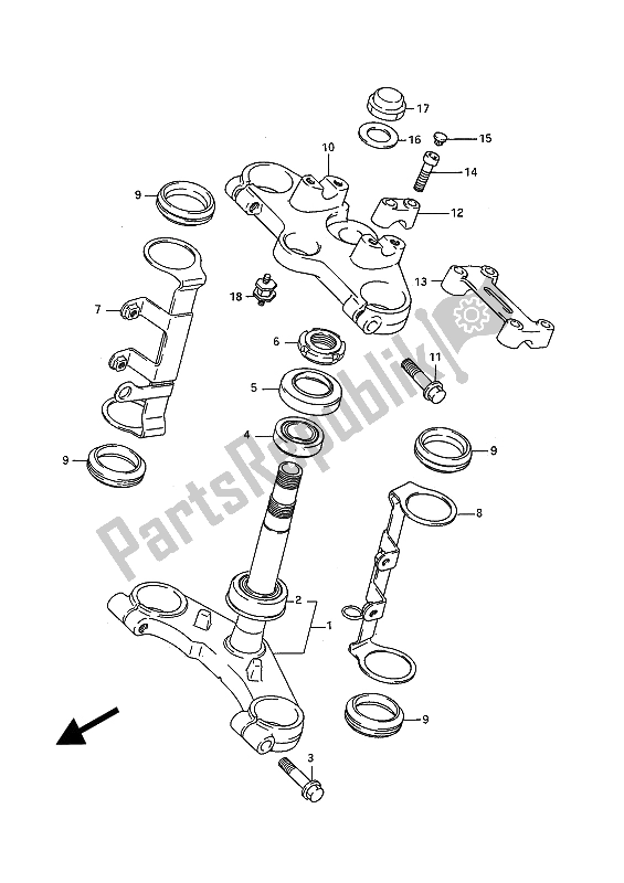 All parts for the Steering Stem of the Suzuki GSF 400 Bandit 1993