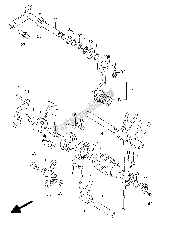 All parts for the Gear Shifting (e24) of the Suzuki DR Z 400E 2006