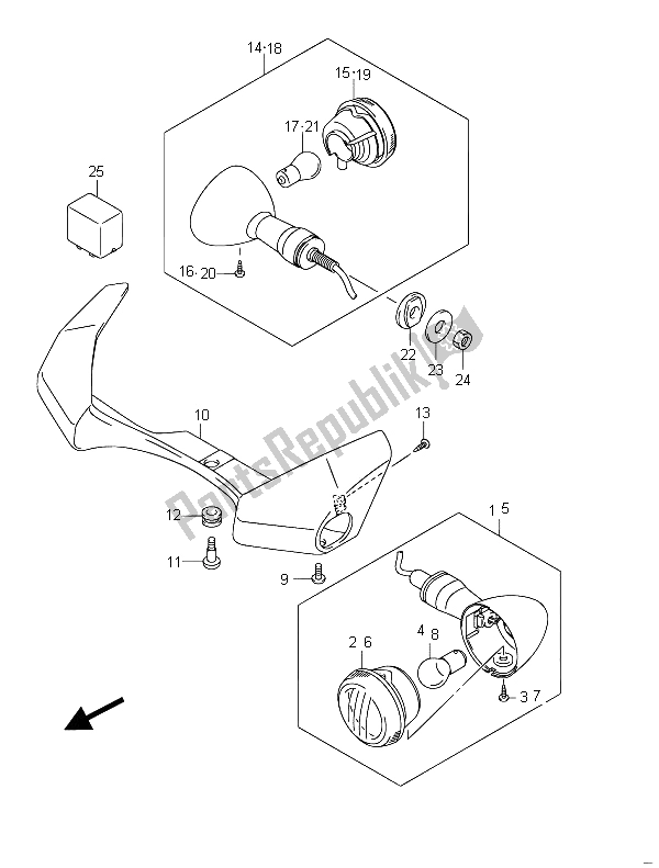 Wszystkie części do Lampa Kierunkowskazu (vzr1800z E02) Suzuki VZR 1800 NZR M Intruder 2011