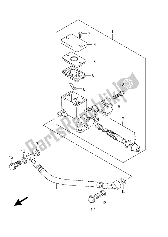 All parts for the Rear Master Cylinder of the Suzuki UX 150 Sixteen 2008