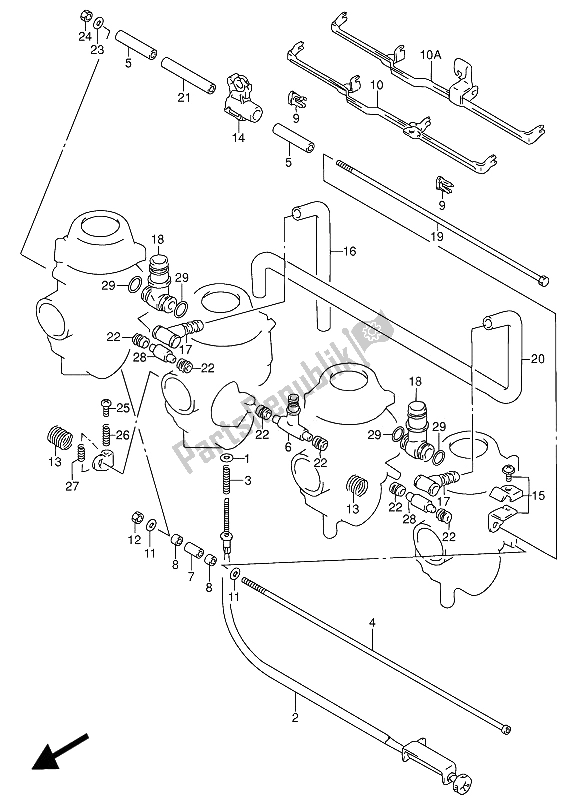 Alle onderdelen voor de Carburateur Fittingen van de Suzuki RF 600 RU 1994
