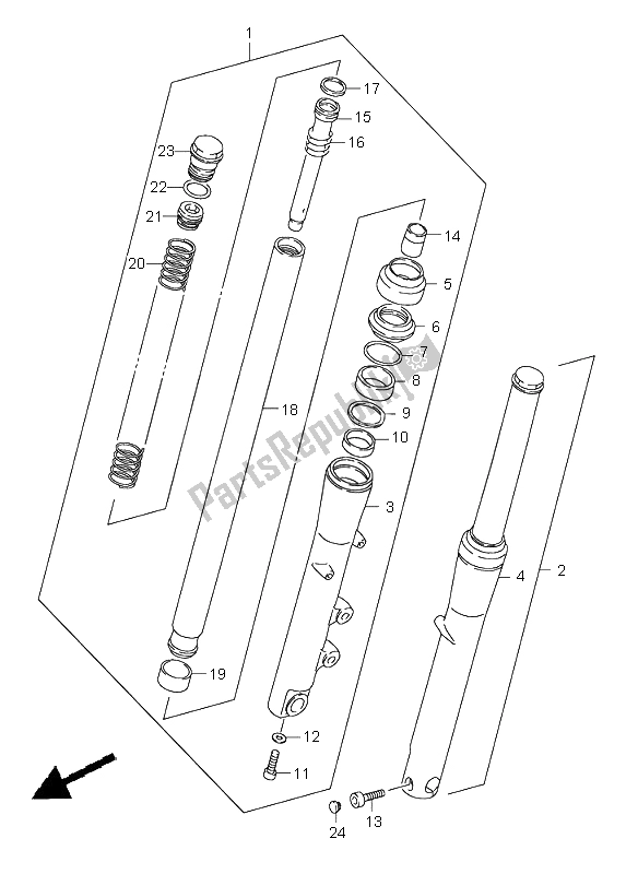 Tutte le parti per il Forcella Anteriore del Suzuki VS 1400 Intruder 2003