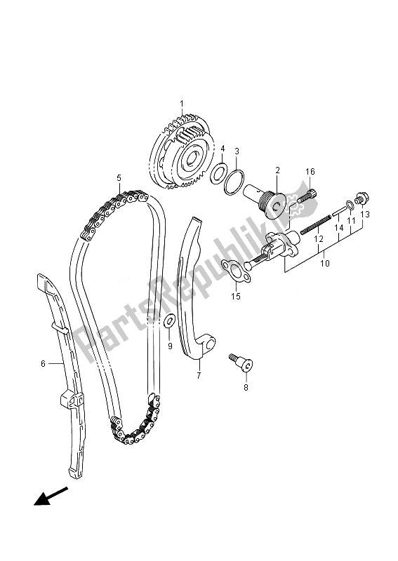 All parts for the Cam Chain of the Suzuki LT A 750 XZ Kingquad AXI 4X4 2014