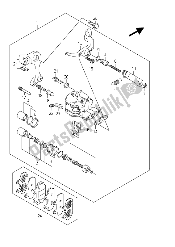 Toutes les pièces pour le étrier Arrière (an400za E2) du Suzuki Burgman AN 400 AZA 2011