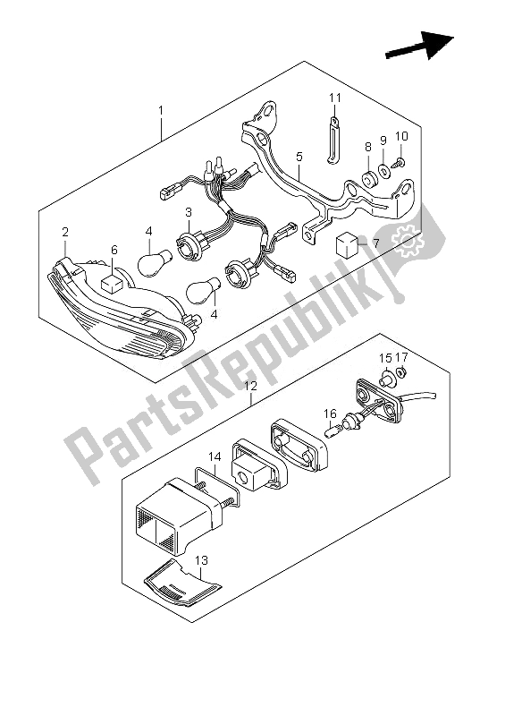 Toutes les pièces pour le Feu Arrière Combiné du Suzuki DL 650A V Strom 2010