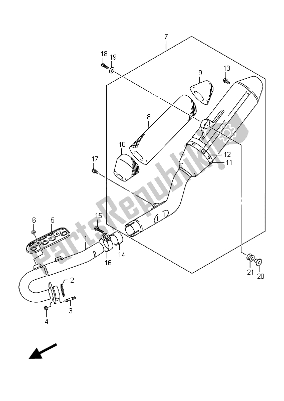 All parts for the Muffler of the Suzuki RM Z 250 2015