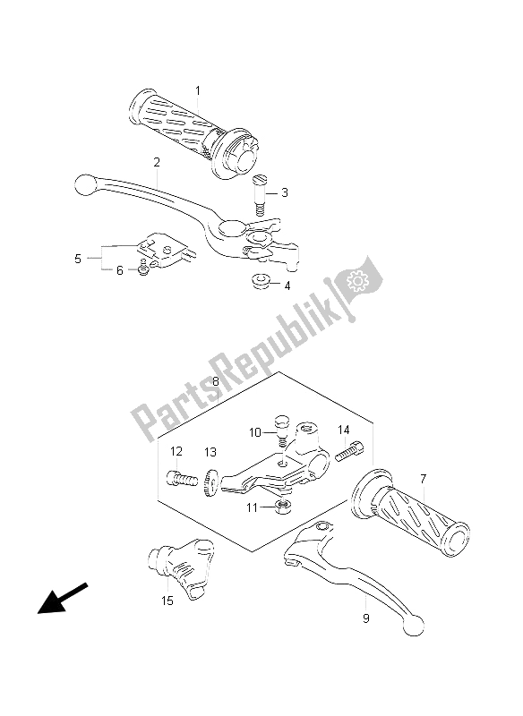 All parts for the Handle Lever of the Suzuki GS 500 EF 2005