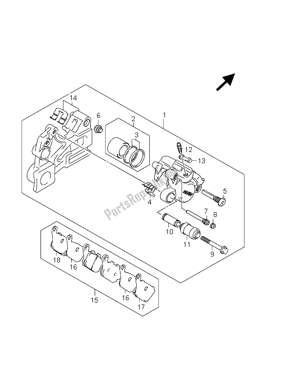 Tutte le parti per il Pinza Posteriore (gsr750a E21) del Suzuki GSR 750A 2012