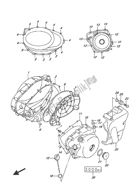 All parts for the Crankcase Cover of the Suzuki VL 1500T Intruder 2016