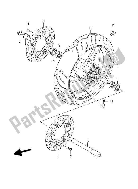 All parts for the Front Wheel (gsf1200-s) of the Suzuki GSF 1200 Nsnasa Bandit 2006