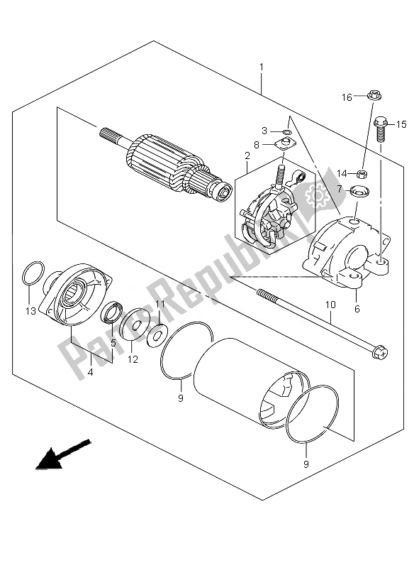 All parts for the Starting Motor of the Suzuki GSX 1300R Hayabusa 2010