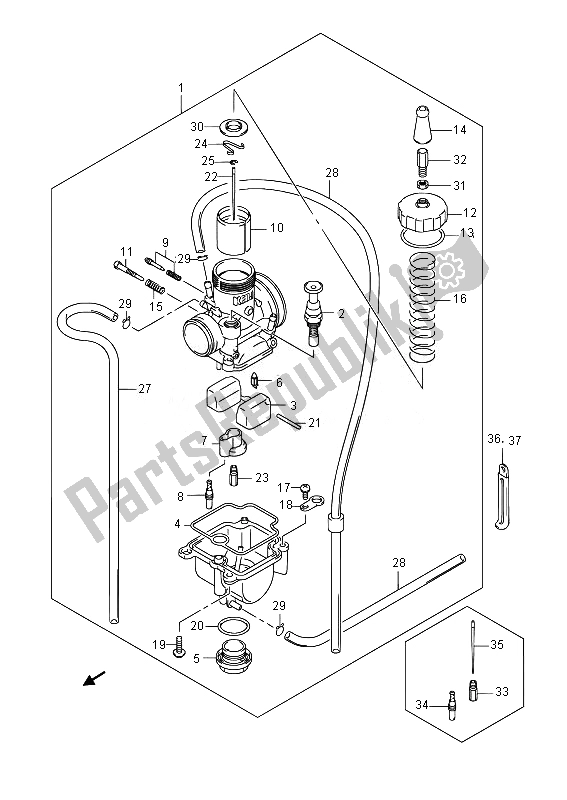 Todas las partes para Carburador de Suzuki RM 85 SW LW 2014