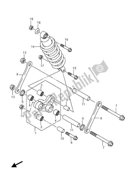 Tutte le parti per il Leva Del Cuscino Posteriore del Suzuki VL 1500 BT Intruder 2015