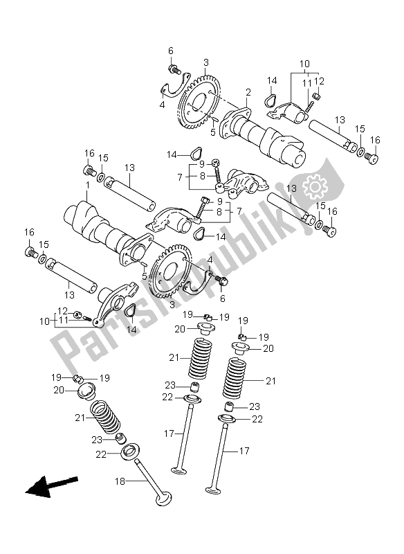 Toutes les pièces pour le Arbre à Cames Et Soupape du Suzuki VL 125 Intruder 2002