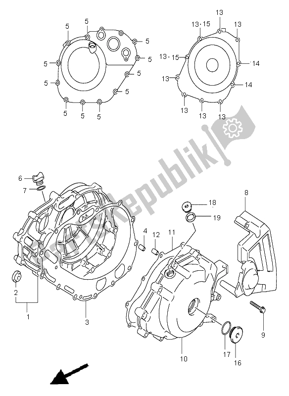 All parts for the Crankcase Cover of the Suzuki SV 650 NS 2004