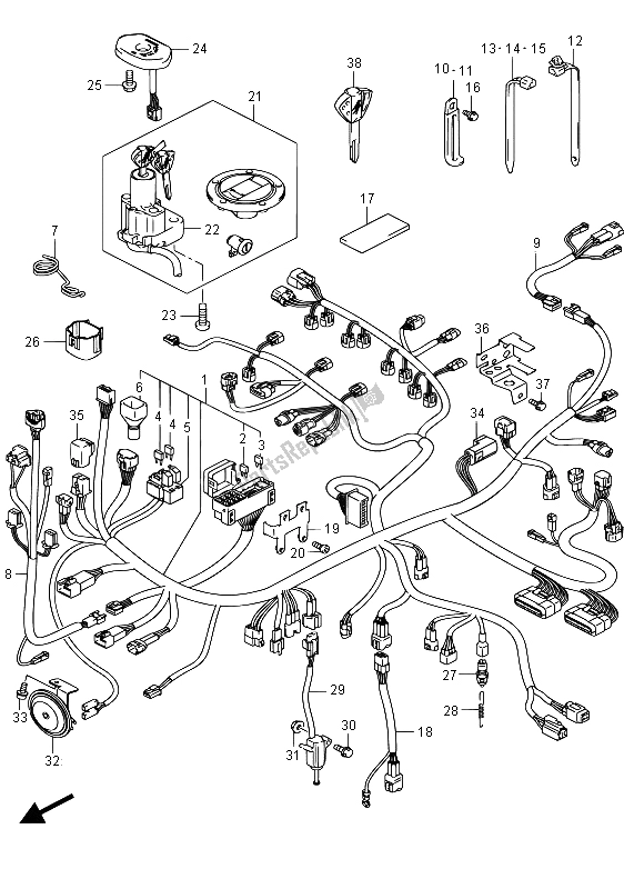 All parts for the Wiring Harness (gsx1300ra E02) of the Suzuki GSX 1300 RA Hayabusa 2015