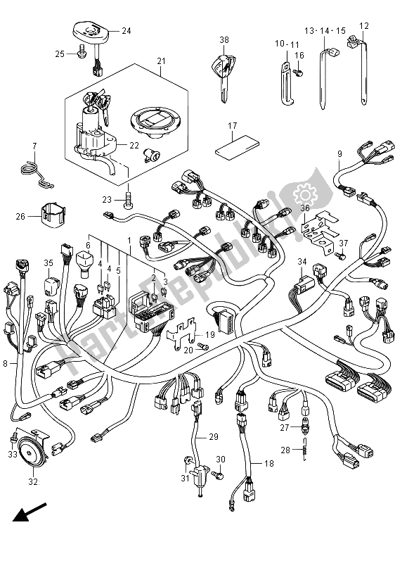 All parts for the Wiring Harness (gsx1300ra E02) of the Suzuki GSX 1300 RA Hayabusa 2015