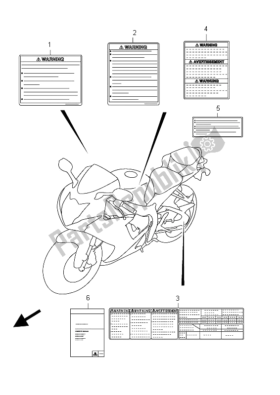 Tutte le parti per il Etichetta (gsx-r600 E21) del Suzuki GSX R 600 2012