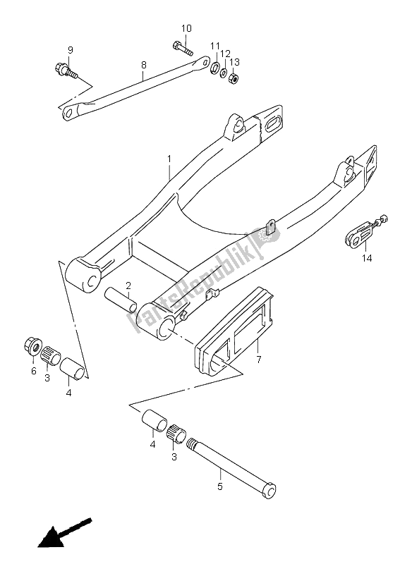 Tutte le parti per il Braccio Oscillante Posteriore del Suzuki VZ 800 Marauder 2002