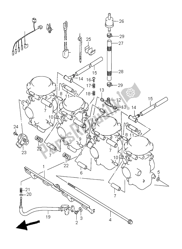 Alle onderdelen voor de Carburateur Fittingen van de Suzuki GSX 600F 2000
