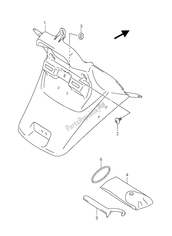 All parts for the Rear Fender of the Suzuki AN 650A Burgman Executive 2005