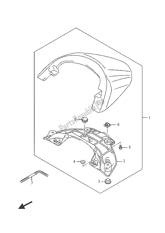 All parts for the Seat Tail Box (vzr1800 E19) of the Suzuki VZR 1800 BZ M Intruder 2016