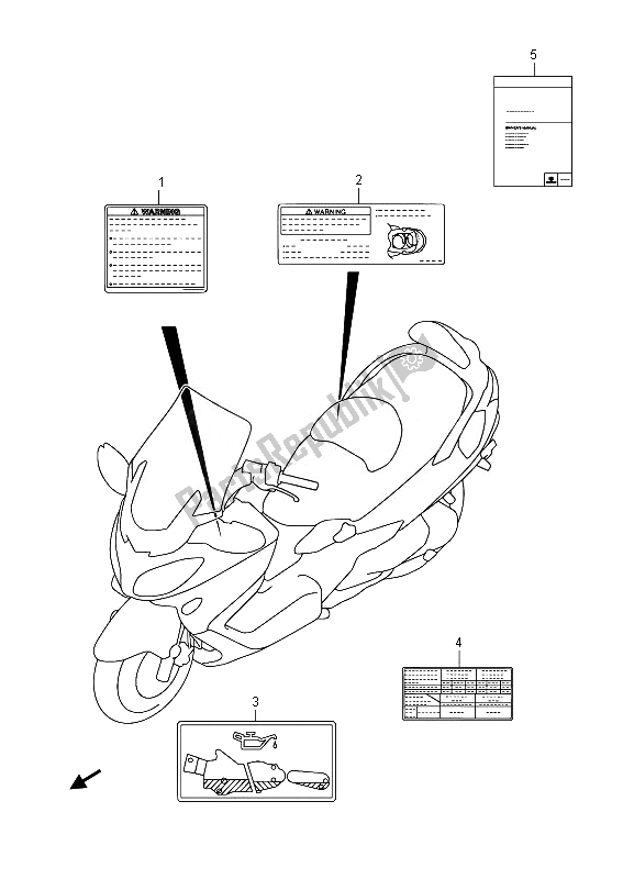 All parts for the Label (an650 E19) of the Suzuki AN 650Z Burgman Executive 2014