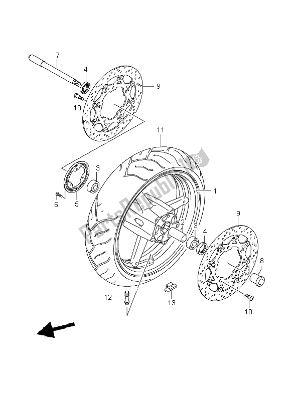 Tutte le parti per il Ruota Anteriore (gsf650a-ua-sa-sua) del Suzuki GSF 650 Nsnasa Bandit 2008