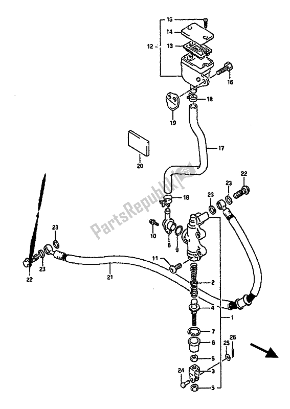 All parts for the Rear Master Cylidner of the Suzuki GSX R 750 1990