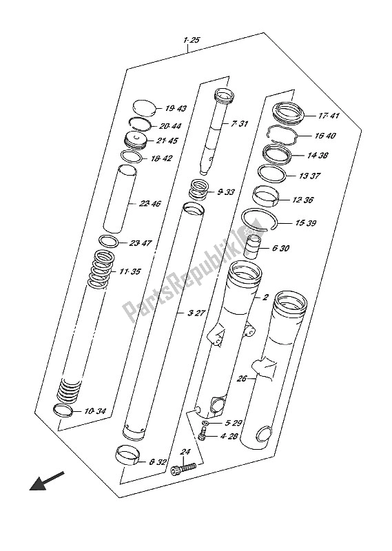 Tutte le parti per il Ammortizzatore Forcella Anteriore del Suzuki VL 1500T Intruder 2016