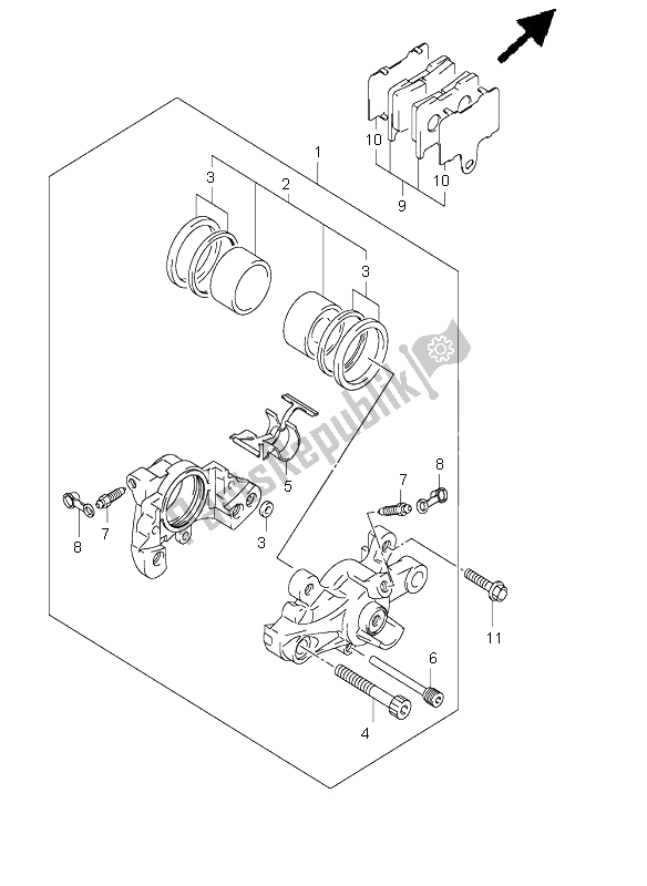 Toutes les pièces pour le étrier Arrière du Suzuki GSX 1400 2003