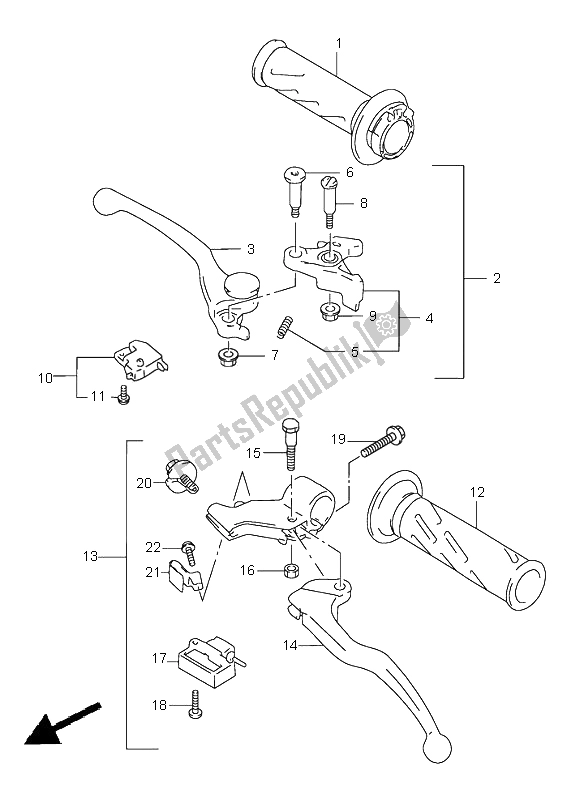 Toutes les pièces pour le Levier De Poignée du Suzuki TL 1000S 2001