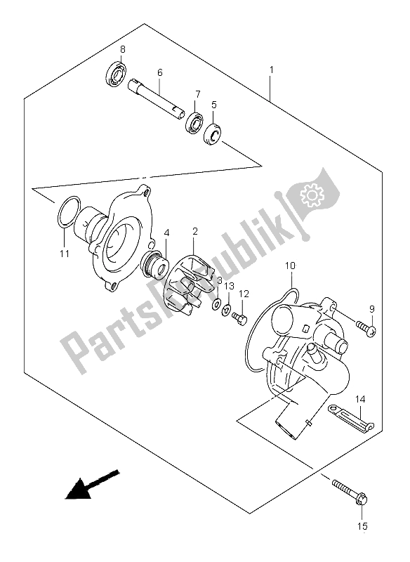 Alle onderdelen voor de Waterpomp van de Suzuki GSX R 600Z 2003