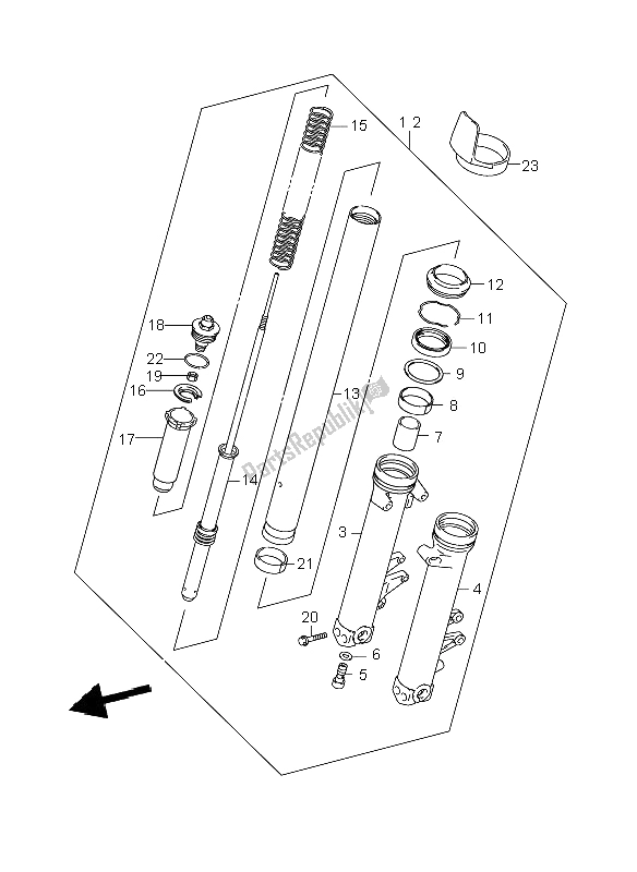 All parts for the Front Fork Damper of the Suzuki GSX 1400 2006