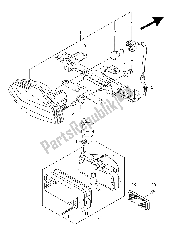 All parts for the Rear Combination Lamp (lt-a400f P17) of the Suzuki LT A 400Z Kingquad ASI 4X4 2012