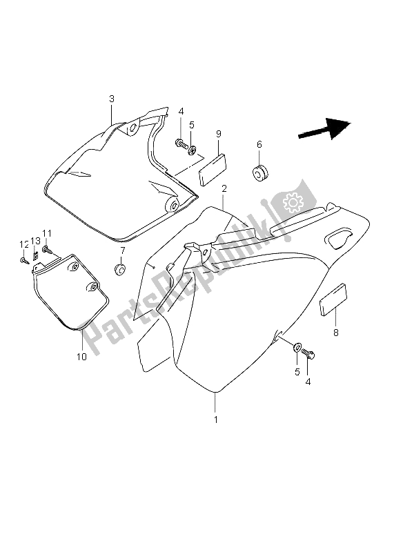 All parts for the Frame Cover of the Suzuki DR Z 400E 2006