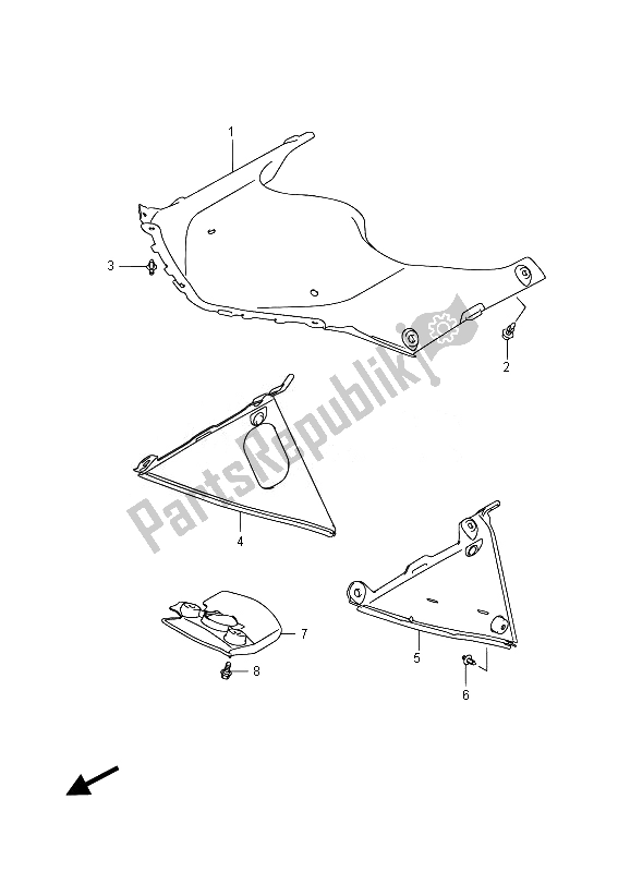 Todas as partes de Capa Interna do Suzuki GSX R 600 2014