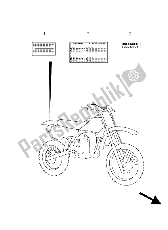 All parts for the Label of the Suzuki RM 85 SW LW 2007