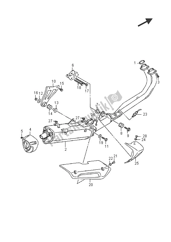 All parts for the Muffler of the Suzuki AN 650Z Burgman Executive 2016