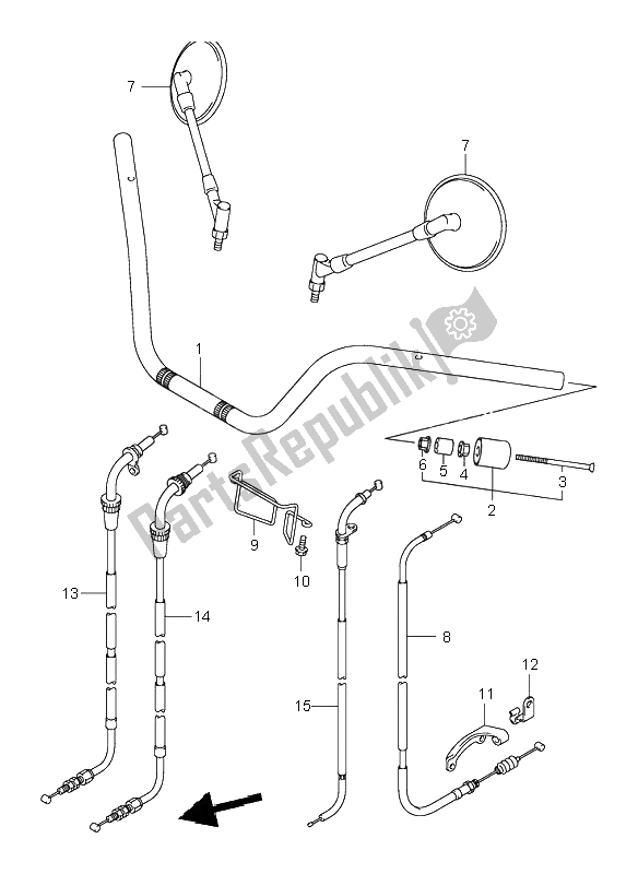 Todas las partes para Manillar de Suzuki VL 125 Intruder 2000