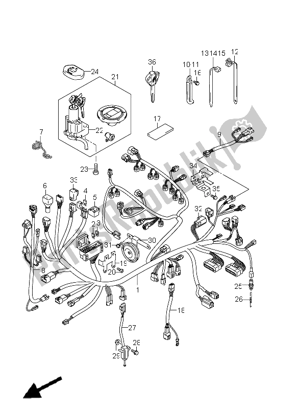 All parts for the Wiring Harness (gsx1300r E14) of the Suzuki GSX 1300R Hayabusa 2011