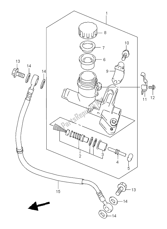 All parts for the Clutch Master Cylinder of the Suzuki TL 1000R 1998