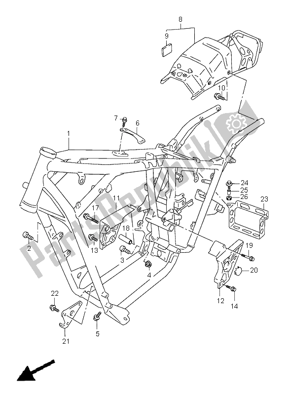 All parts for the Frame of the Suzuki VZ 800 Marauder 1997