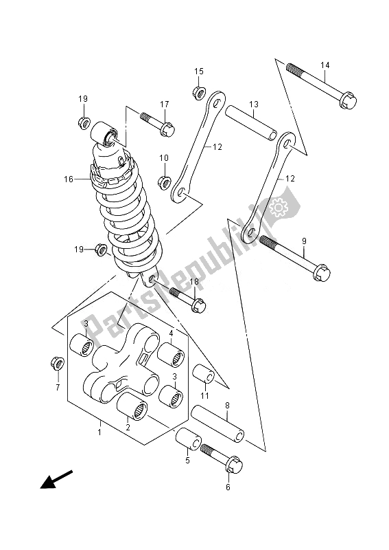 Toutes les pièces pour le Levier De Coussin Arrière (vz800 E02) du Suzuki VZ 800 Intruder 2014